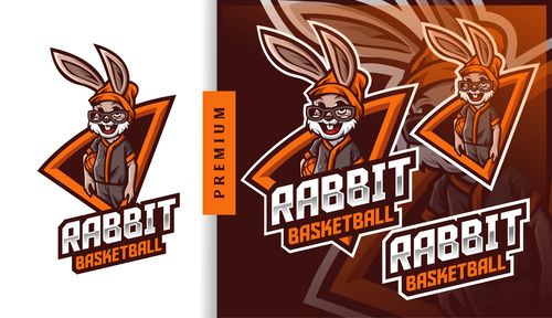 Rabbit basketball camp summer mascot logo vector