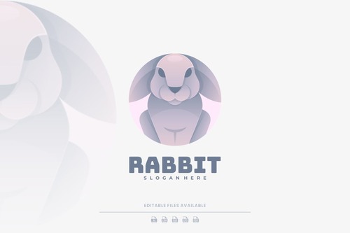 Rabbit gradient colorful logo vector