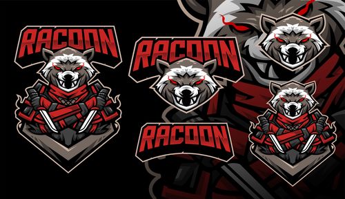 Racoon ninja gaming football mascot logo vector