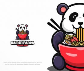 Ramen panda logo vector