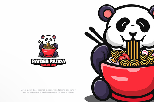 Ramen panda logo vector
