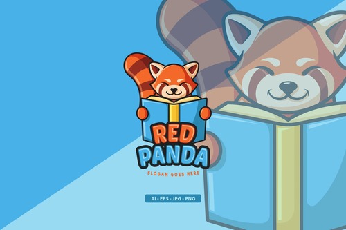 Red panda mascot logo vector