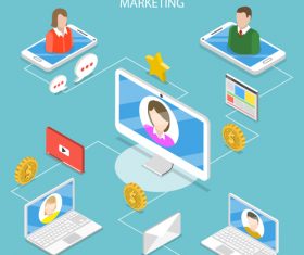 Referral marketing cartoon illustration vector