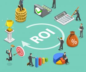 Roi business concept cartoon illustration vector