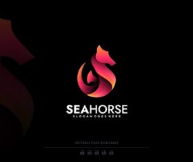 Seahorse gradient logo vector