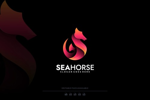Seahorse gradient logo vector