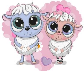 Sheep couple cartoon vector