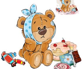 Sick teddy bear vector