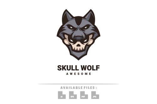 Skull wolf logo vector