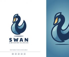 Swan color mascot logo vector