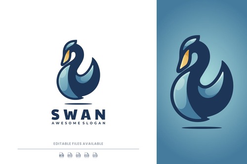 Swan color mascot logo vector
