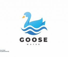 Swan goose water lake logo design vector