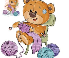 Teddy bear knitting sweater vector
