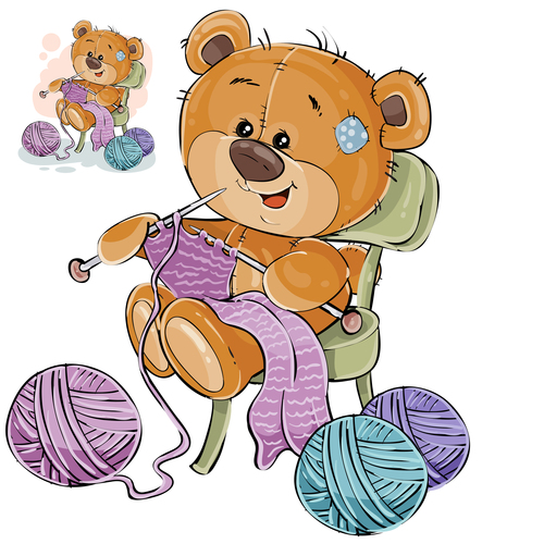 Teddy bear knitting sweater vector