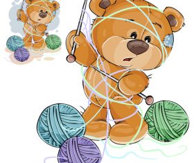 Teddy bear wrapped in wool vector