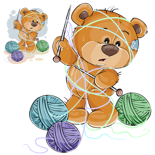 Teddy bear wrapped in wool vector
