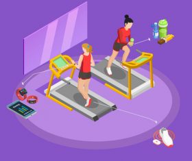 Treadmill fitness illustration vector