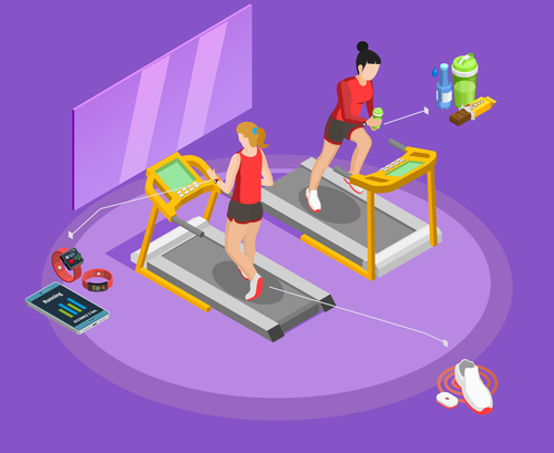 Treadmill fitness illustration vector