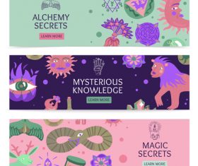 Trendy alchemy magic banners vector