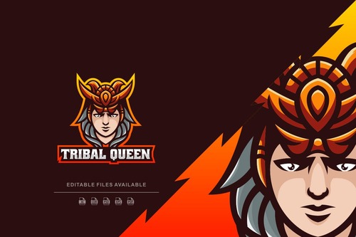 Tribal queen sport and e sports logo vector