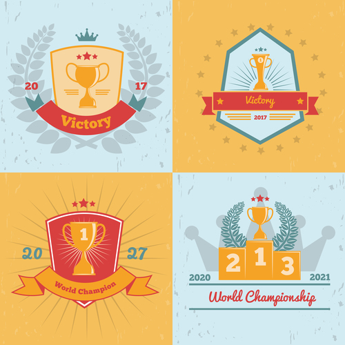 Trophy awards emblems color vector