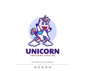 Unicorn cartoon logo vector