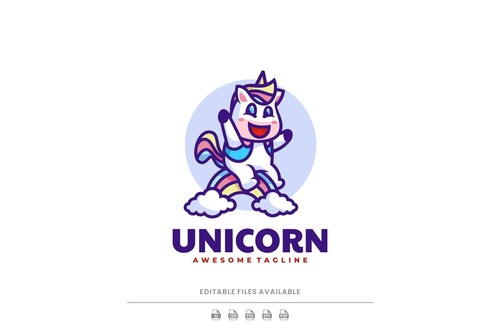 Unicorn cartoon logo vector