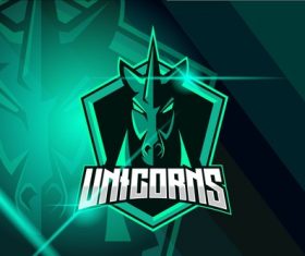 Unicorn esport logo template vector