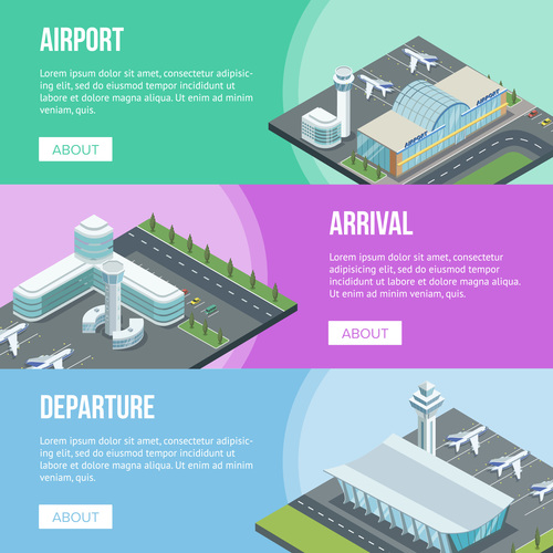 Various airport isometric vector