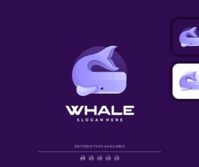 Whale gradient logo vector