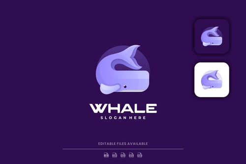 Whale gradient logo vector