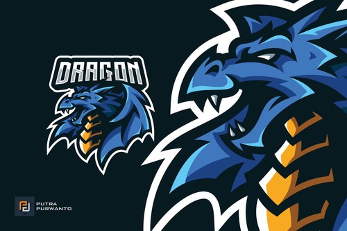 Winged dragon esport gaming logo vector