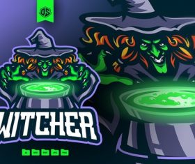 Witch mascot logo template vector