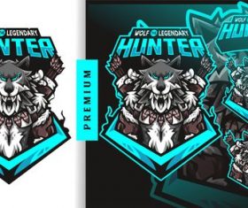 Wolf legendary hunter football gaming logo vector