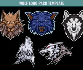 Wolf mascot pack template vector