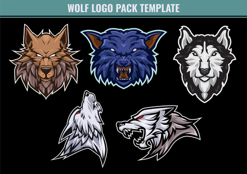 Wolf mascot pack template vector
