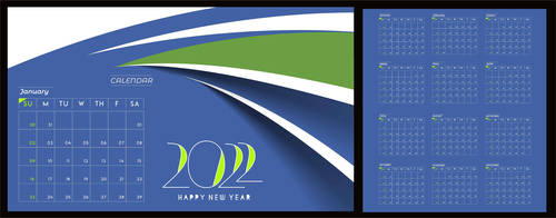 2022 new year calendar vector