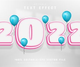 2022 text editable pink cartoon text effect vector