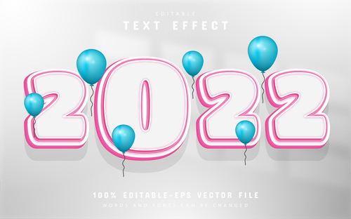 2022 text editable pink cartoon text effect vector