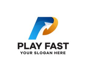 Abstract letter P gradient logo design vector