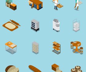 Bakery bread production isometric vector