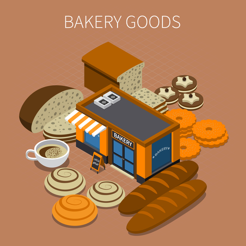 Bakery goods isometric vector