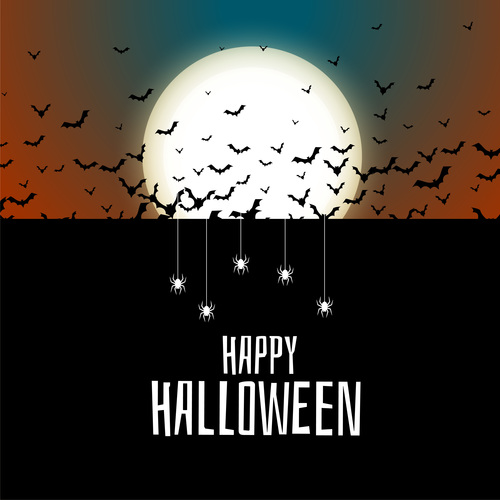 Bats in the night halloween card vector