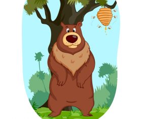 Bear vector standing under the tree