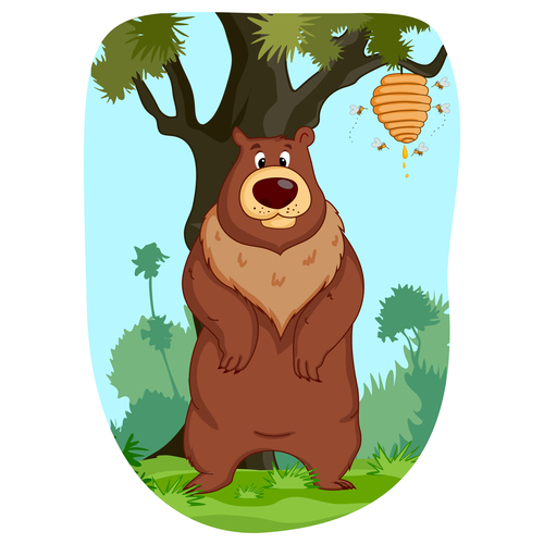 Bear vector standing under the tree