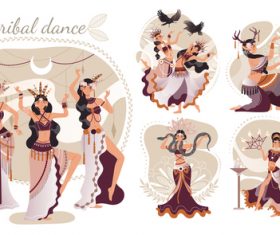 Beautiful female ritual dancing illustration vector