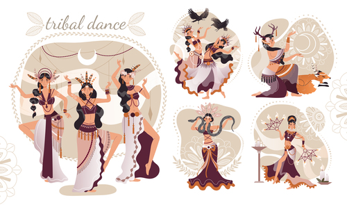 Beautiful female ritual dancing illustration vector