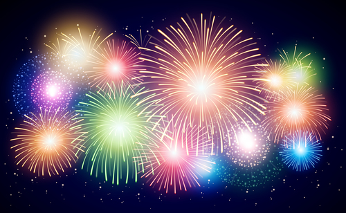 Beautiful new year fireworks background vector