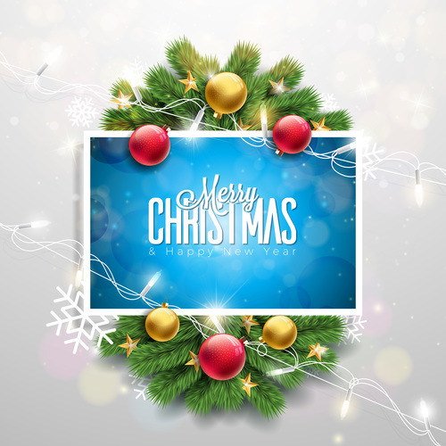 Beautifully decorated Christmas card vector