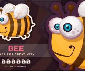 Big bee cute sticker vector